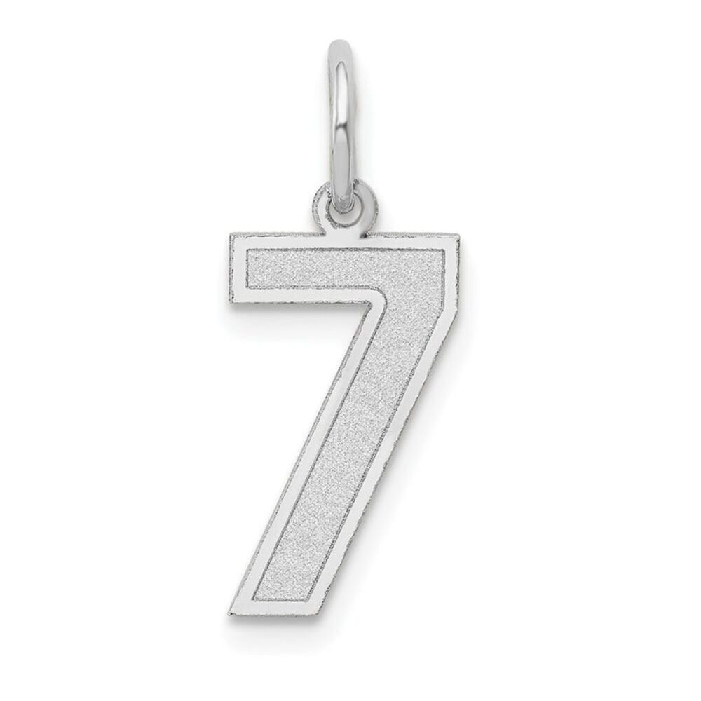 14k White Gold, Jersey Collection, Medium Number 7 Pendant